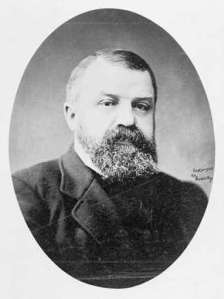 Dwight Lyman Moody, founder of the Northfield Seminary, Mount Hermon School, and the Moody Bible Institute, circa 1900. 
